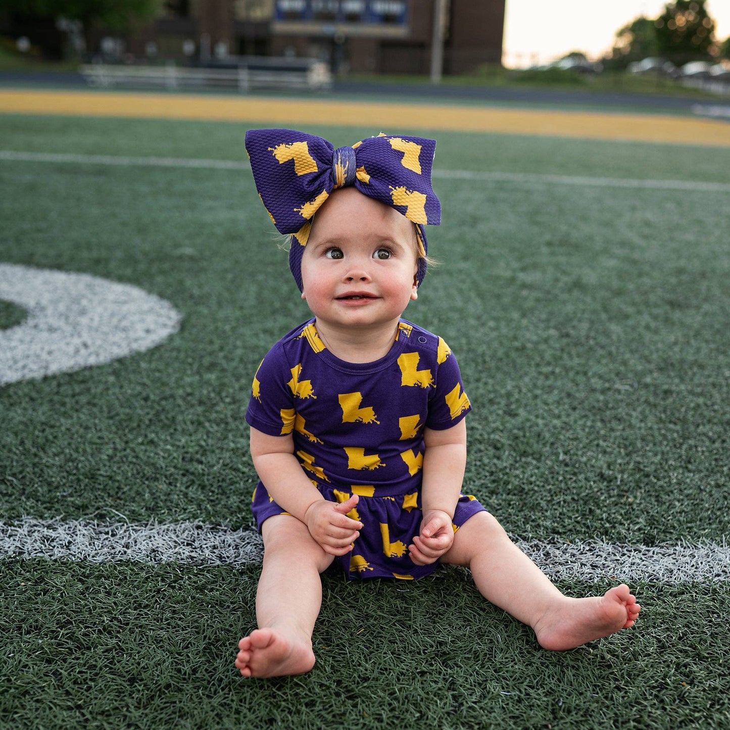 Bamboo Kids Girl Baby Toddler Clothing Tutu Louisiana Purple & Gold: 24m