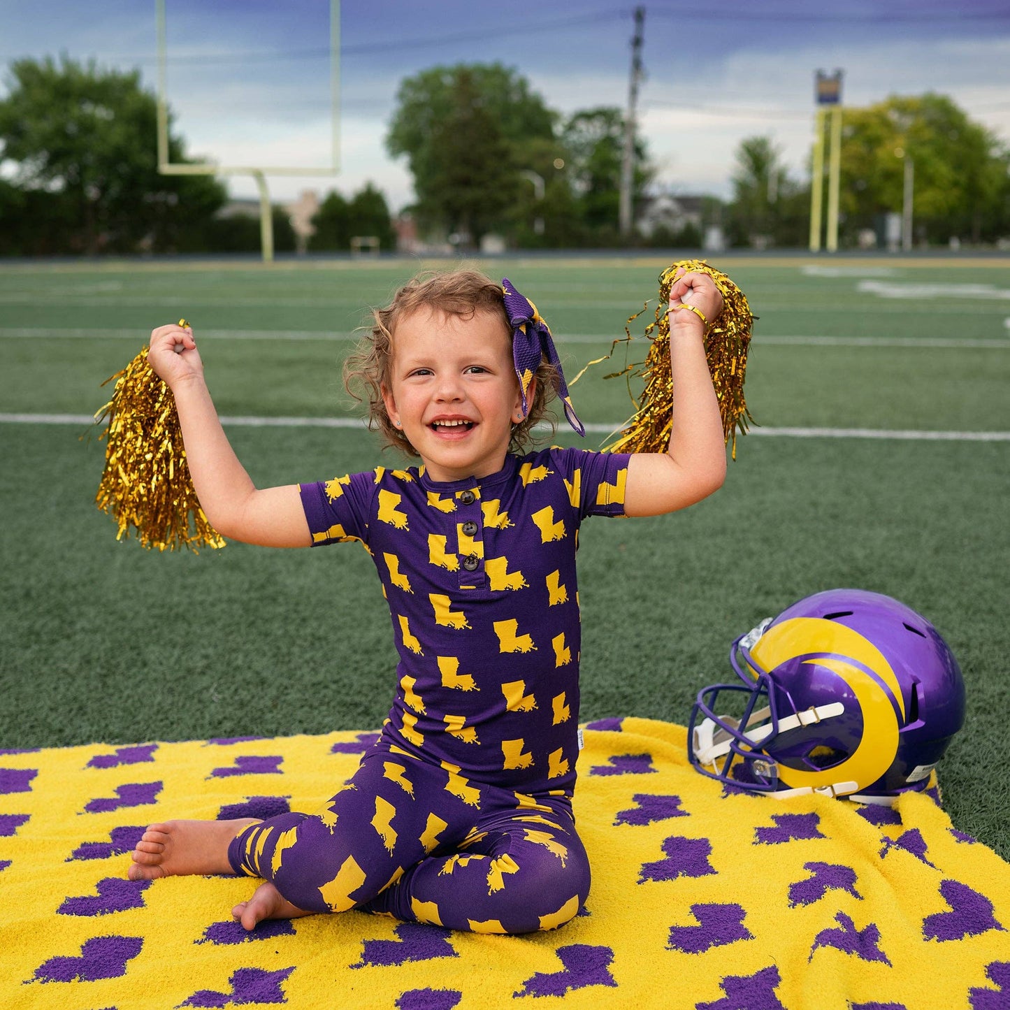 Bamboo Pajama Kids Clothing Sleepies Toddler 2PC Louisiana Purple & Gold: 2t/3t