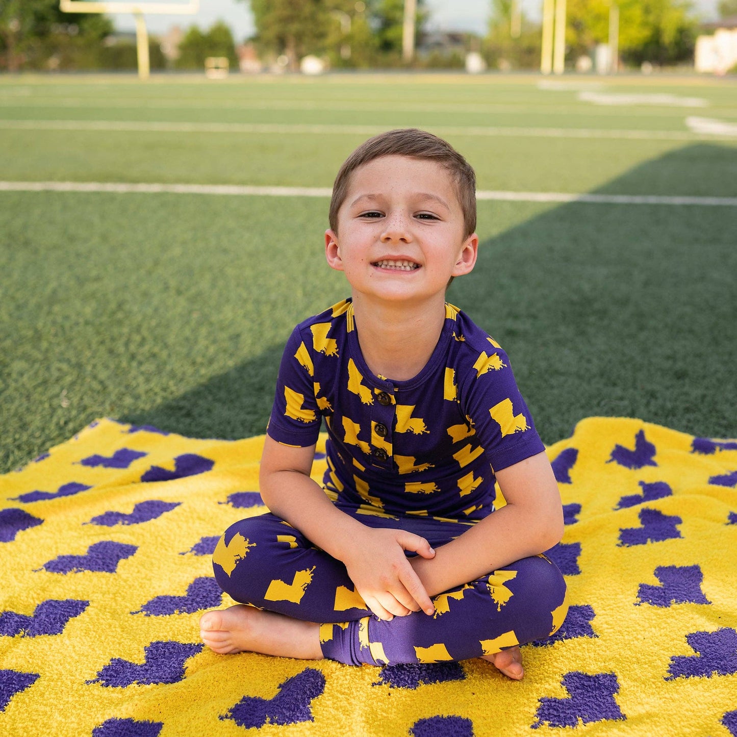 Bamboo Pajama Kids Clothing Sleepies Toddler 2PC Louisiana Purple & Gold: 4/5
