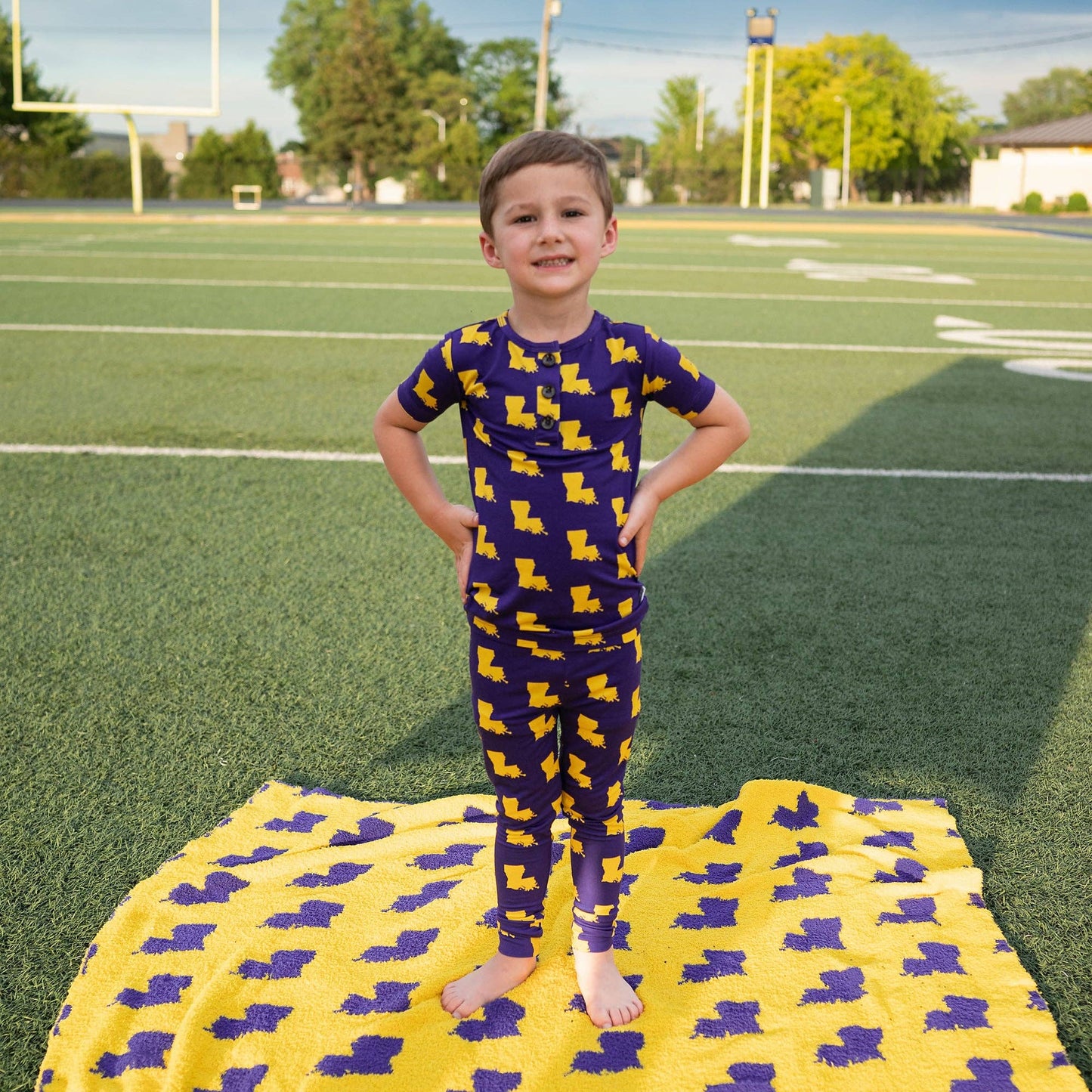 Bamboo Pajama Kids Clothing Sleepies Toddler 2PC Louisiana Purple & Gold: 4/5
