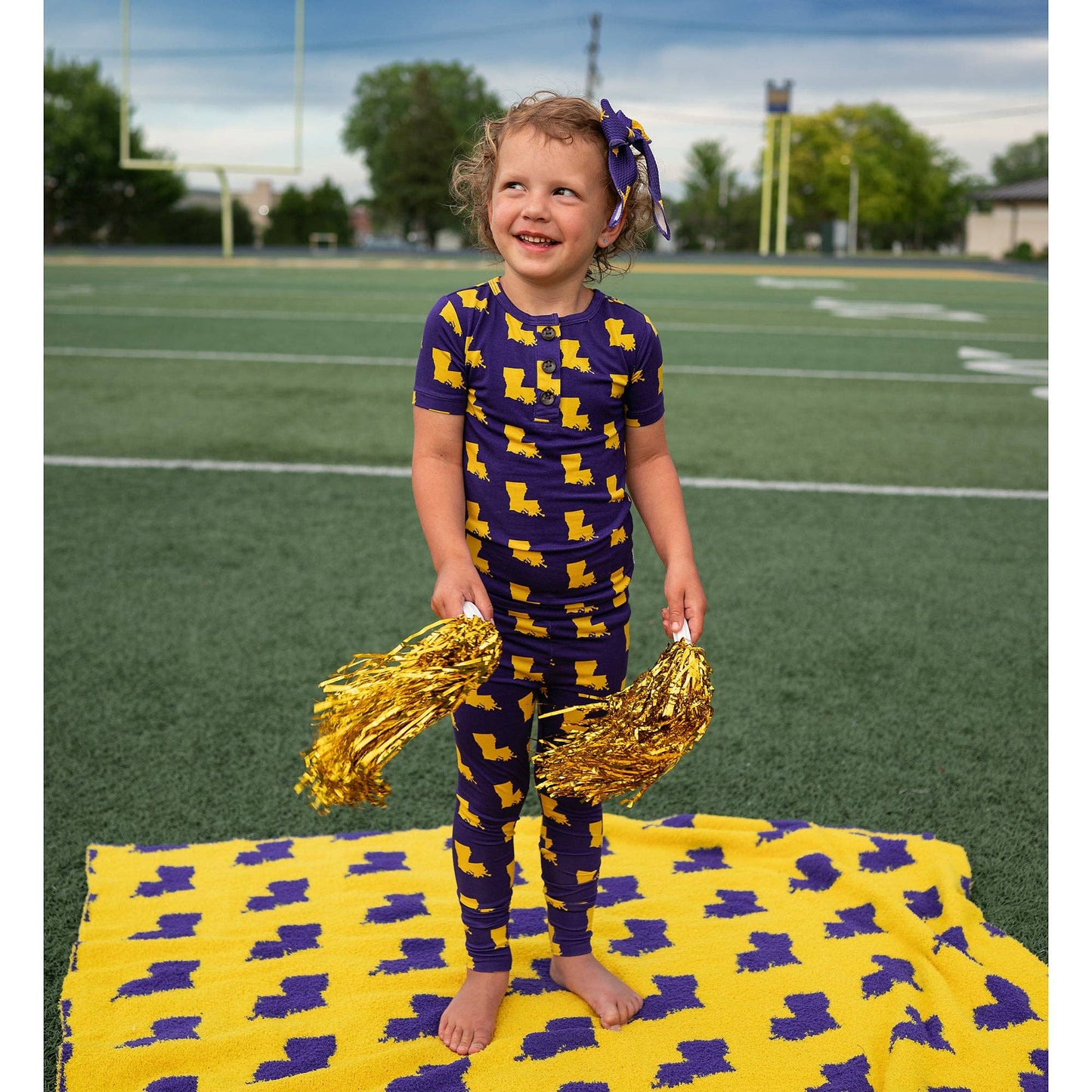 Bamboo Pajama Kids Clothing Sleepies Toddler 2PC Louisiana Purple & Gold: 2t/3t