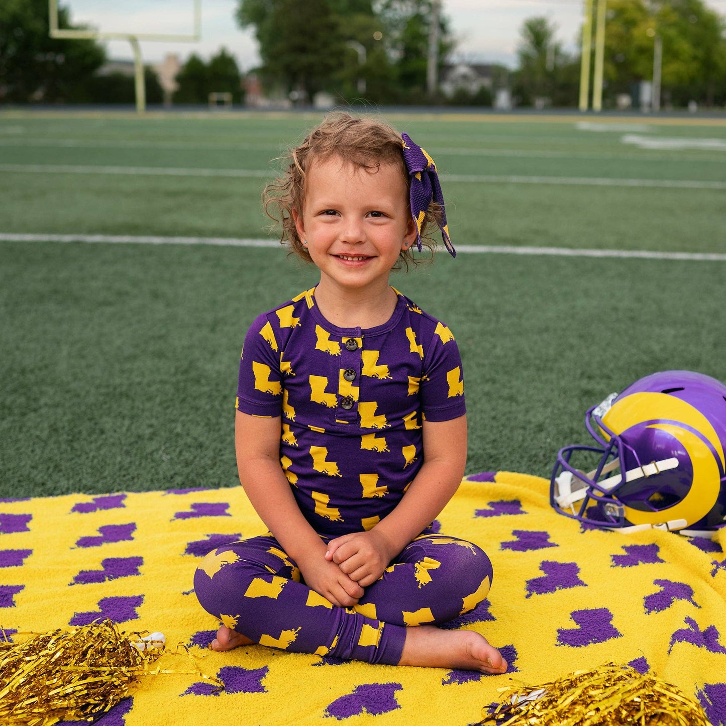 Bamboo Pajama Kids Clothing Sleepies Toddler 2PC Louisiana Purple & Gold: 4/5