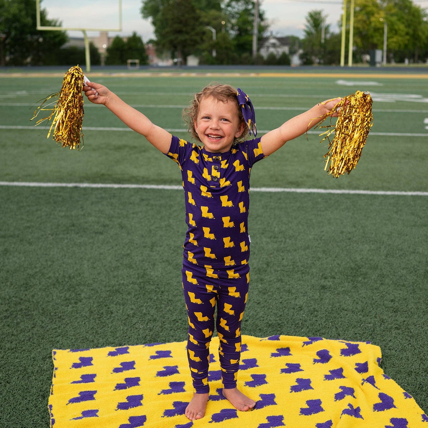 Bamboo Pajama Kids Clothing Sleepies Toddler 2PC Louisiana Purple & Gold: 2t/3t