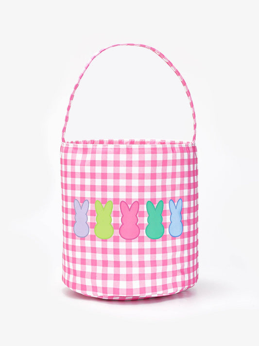 Girls Rabbit Print Checked Easter Basket