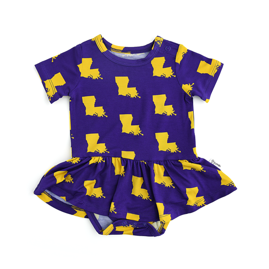 Bamboo Kids Girl Baby Toddler Clothing Tutu Louisiana Purple & Gold: 24m