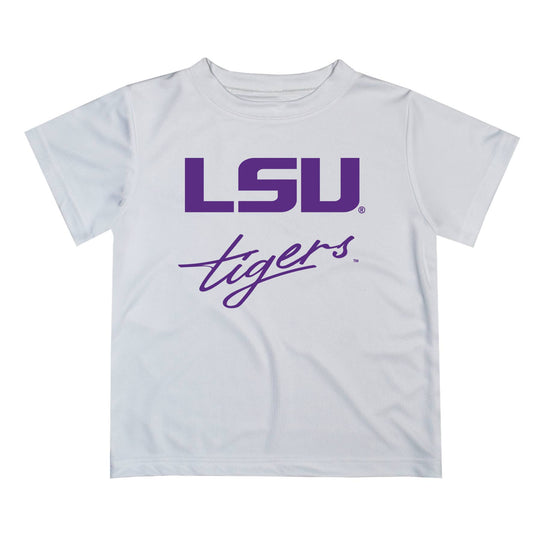 LSU Tigers Vive La Fete Script V1 Short Sleeve T-shirt: White / 2