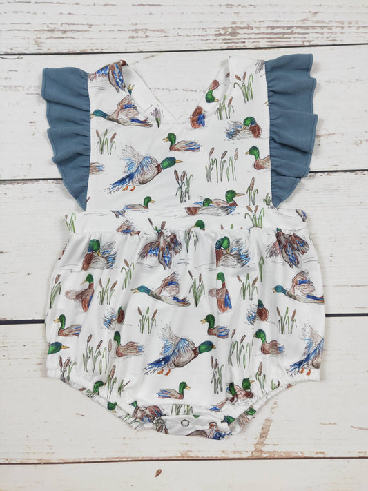 Duck Printed Baby Girls Romper: 2T