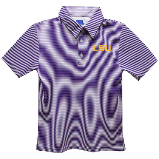 LSU Tigers Embroidered Purple Stripes Polo Shirt: M