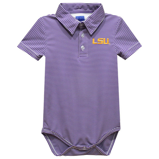 Louisiana State University Tigers EmbroideStripe Polo Onesie: 6M