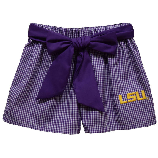 LSU Tigers  Embroidered Purple Gingham Girls: 18M